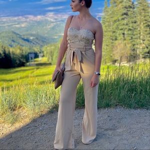 Fashion nova tan jumpsuit